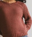 Cable knit top in rust