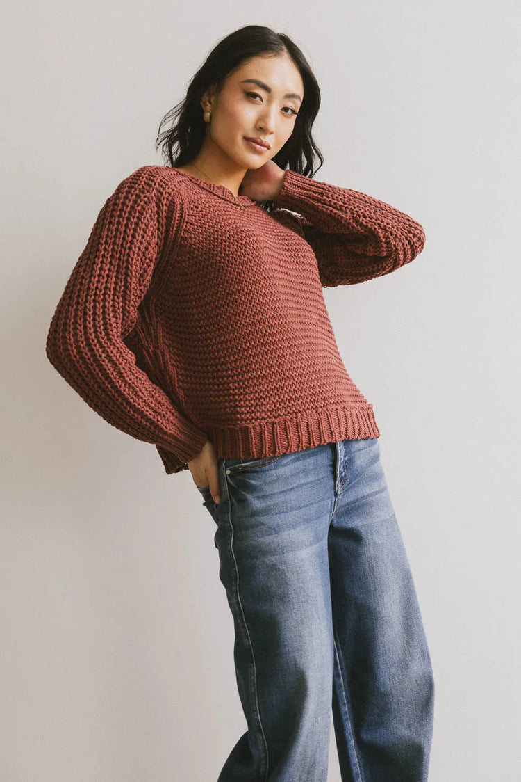 Knit sweater in rust
