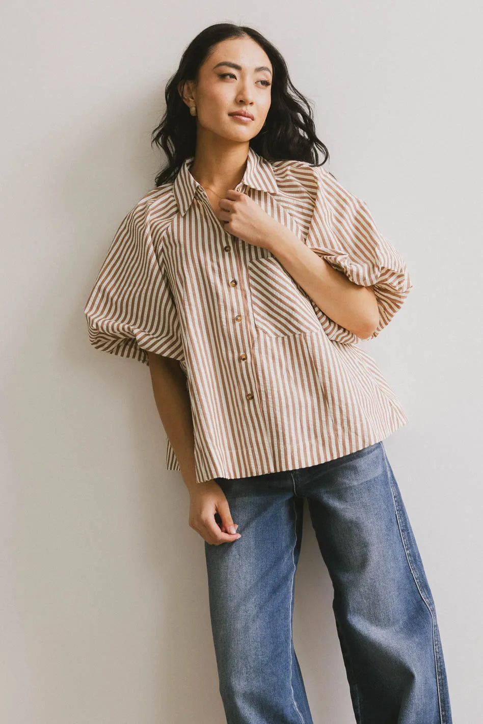 Button up top in mocha