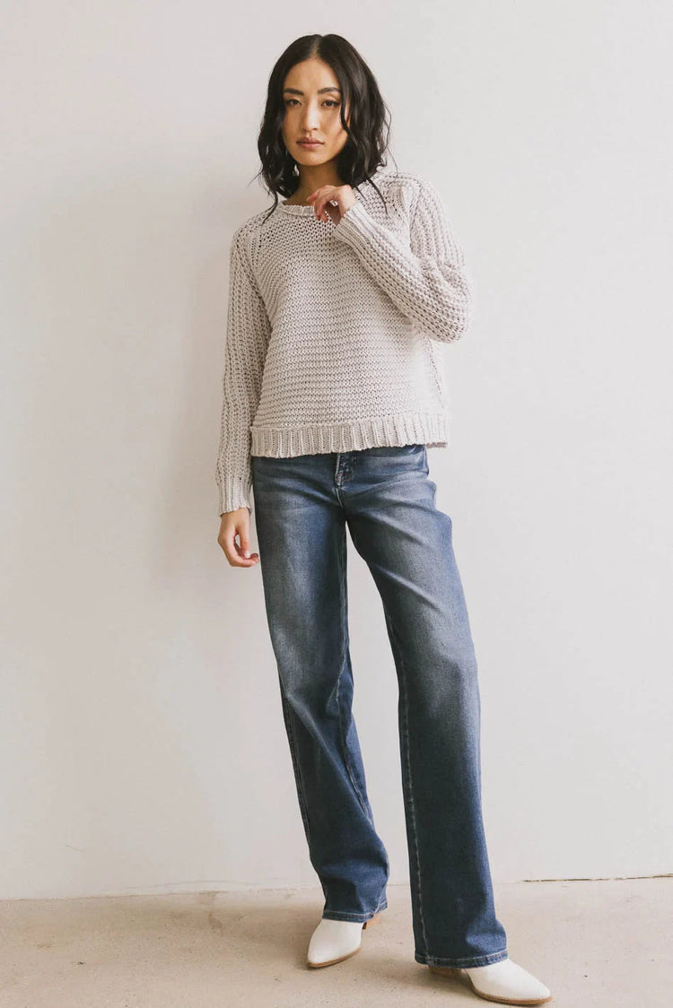 Cable knit sweater in grey
