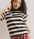 Knit top in striped black