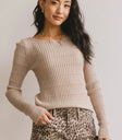 Round neck top in tan