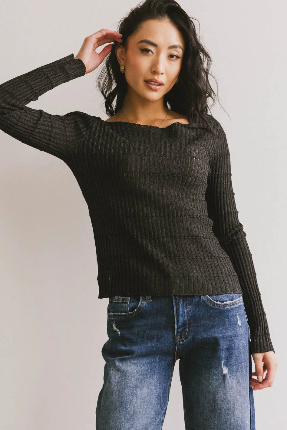 Knit top in black