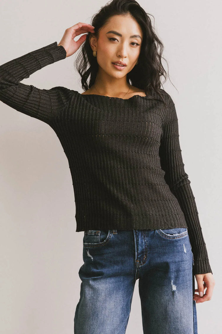 Knit top in black