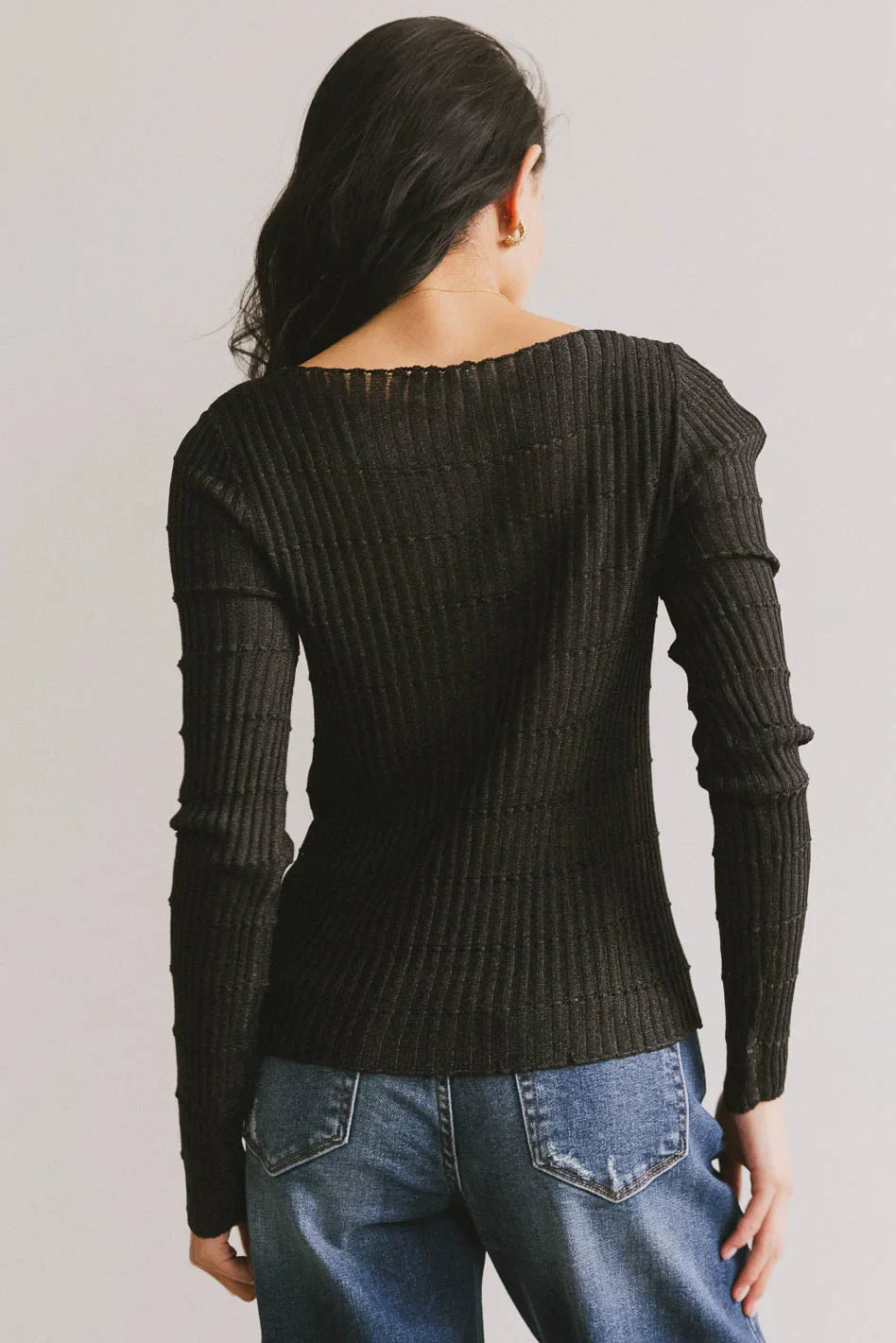 Plain color top in black