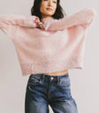 Ribbed hem sweater in pink