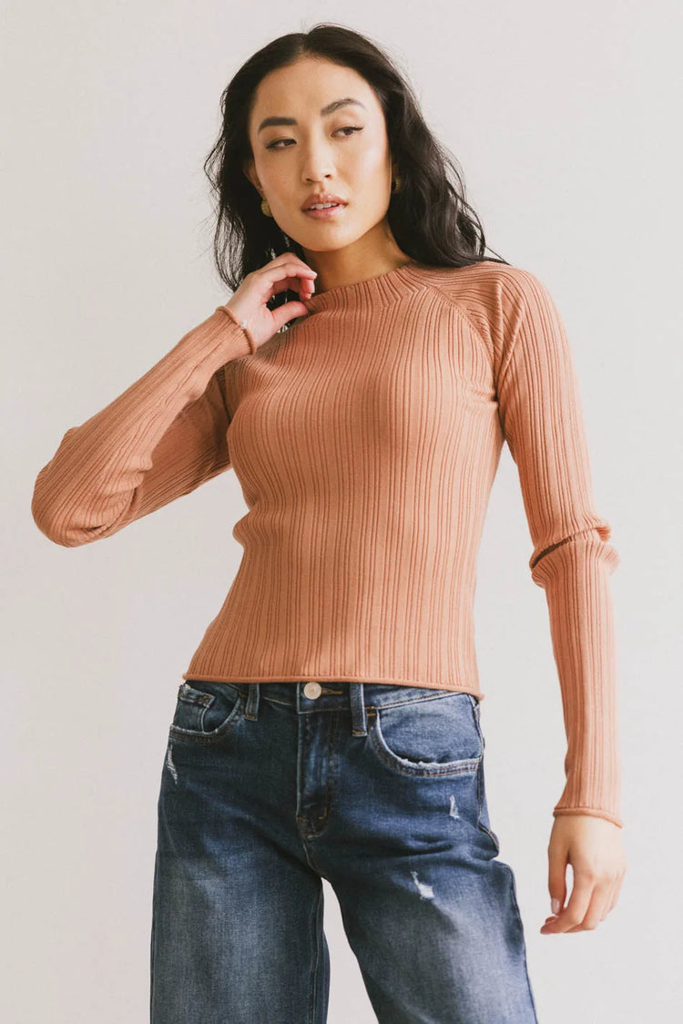 Knit top in clay