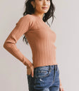 Striped top in clay
