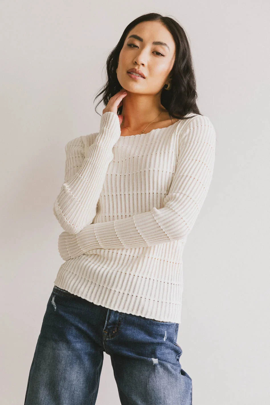 Sheer top in white color