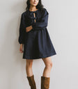mini dark denim dress with ties