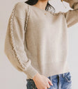 Braided sleeves sweater in tan