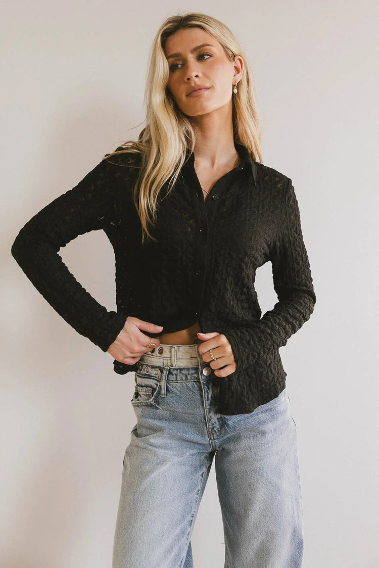 Button up top in black