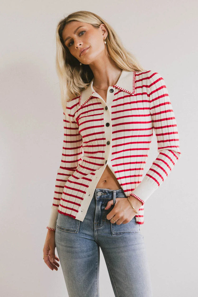 Striped top in red