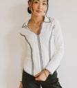 long sleeve v neck collard top