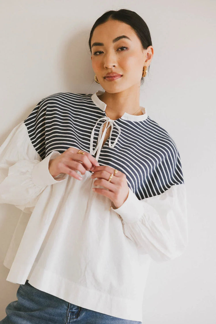Striped top in white