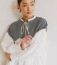 striped woven blouse with front tie