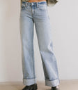 cuffed wide leg denim