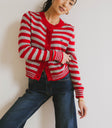 striped red cardigan
