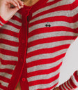 red knit sweater with cherry