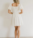 Square back neck dress in cream