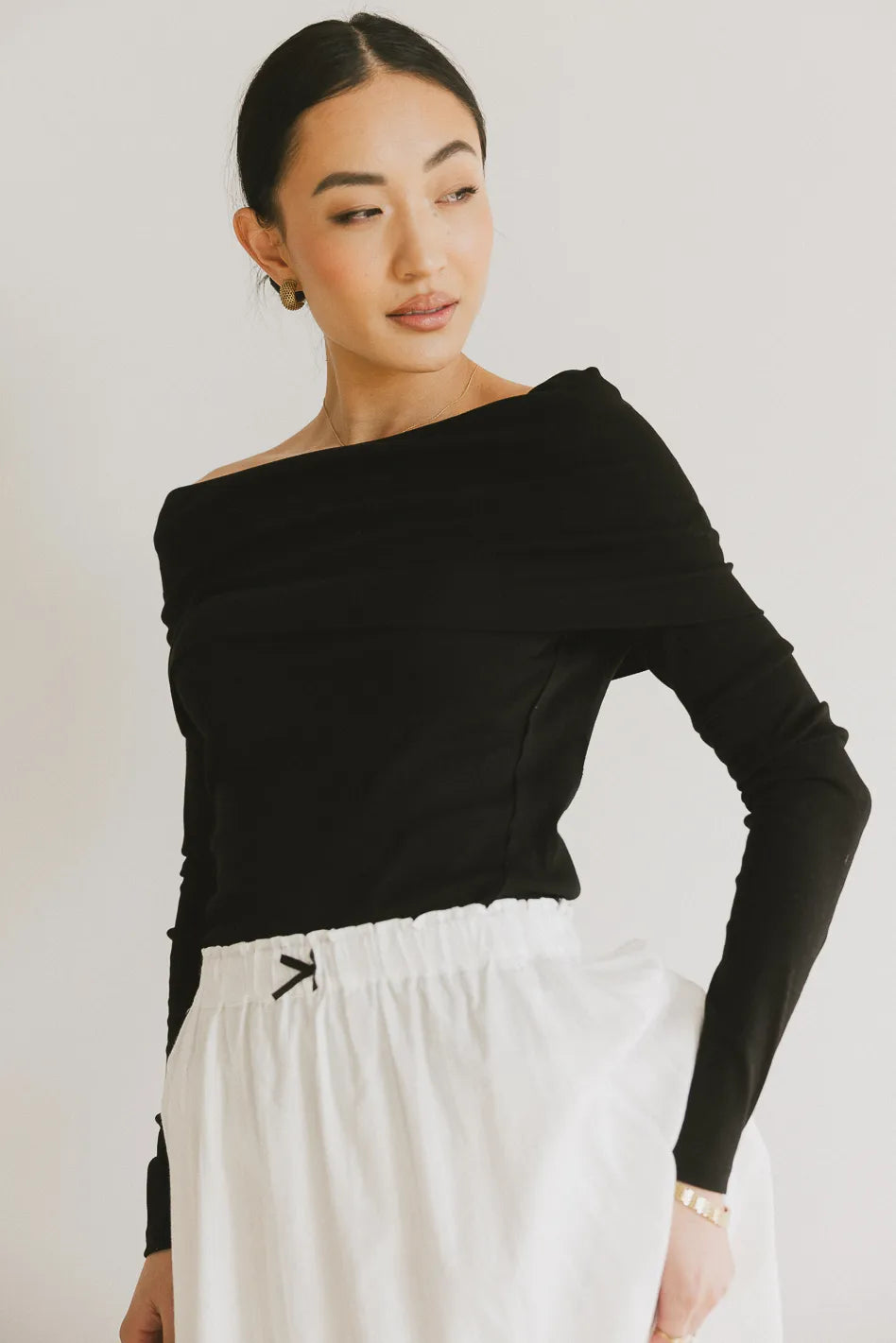 Long sleeves top in black
