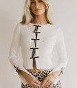 Round neck bow top in white