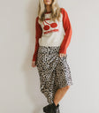 Woven leopard print skirt
