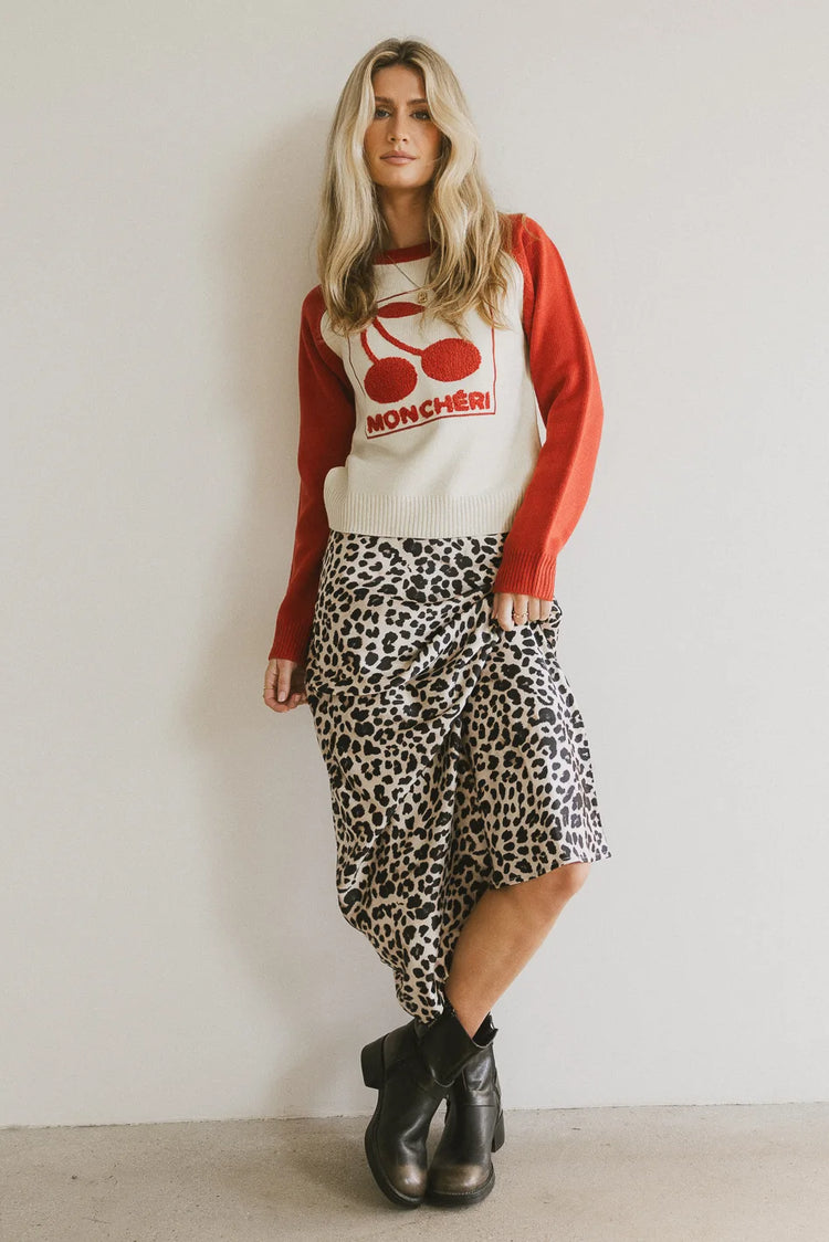 Woven leopard print skirt