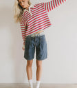 Cropped striped top in red