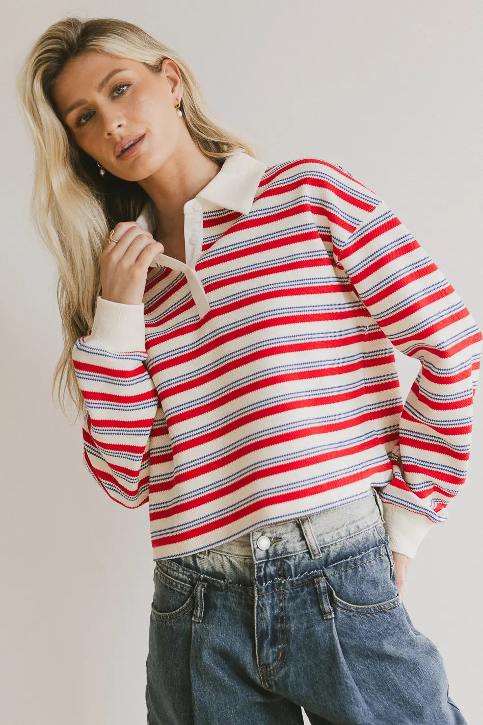 Collared top in red