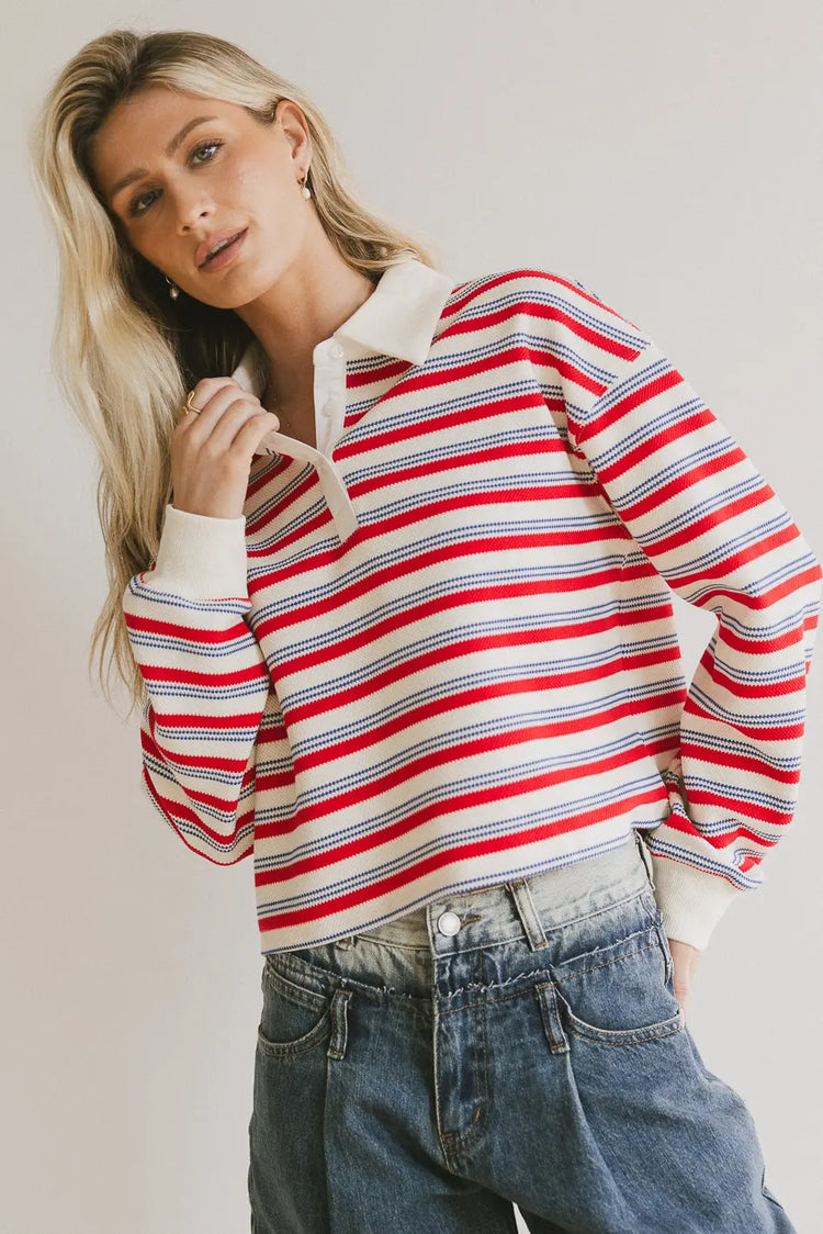 Collared top in red