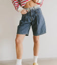 High rise denim shorts in medium wash