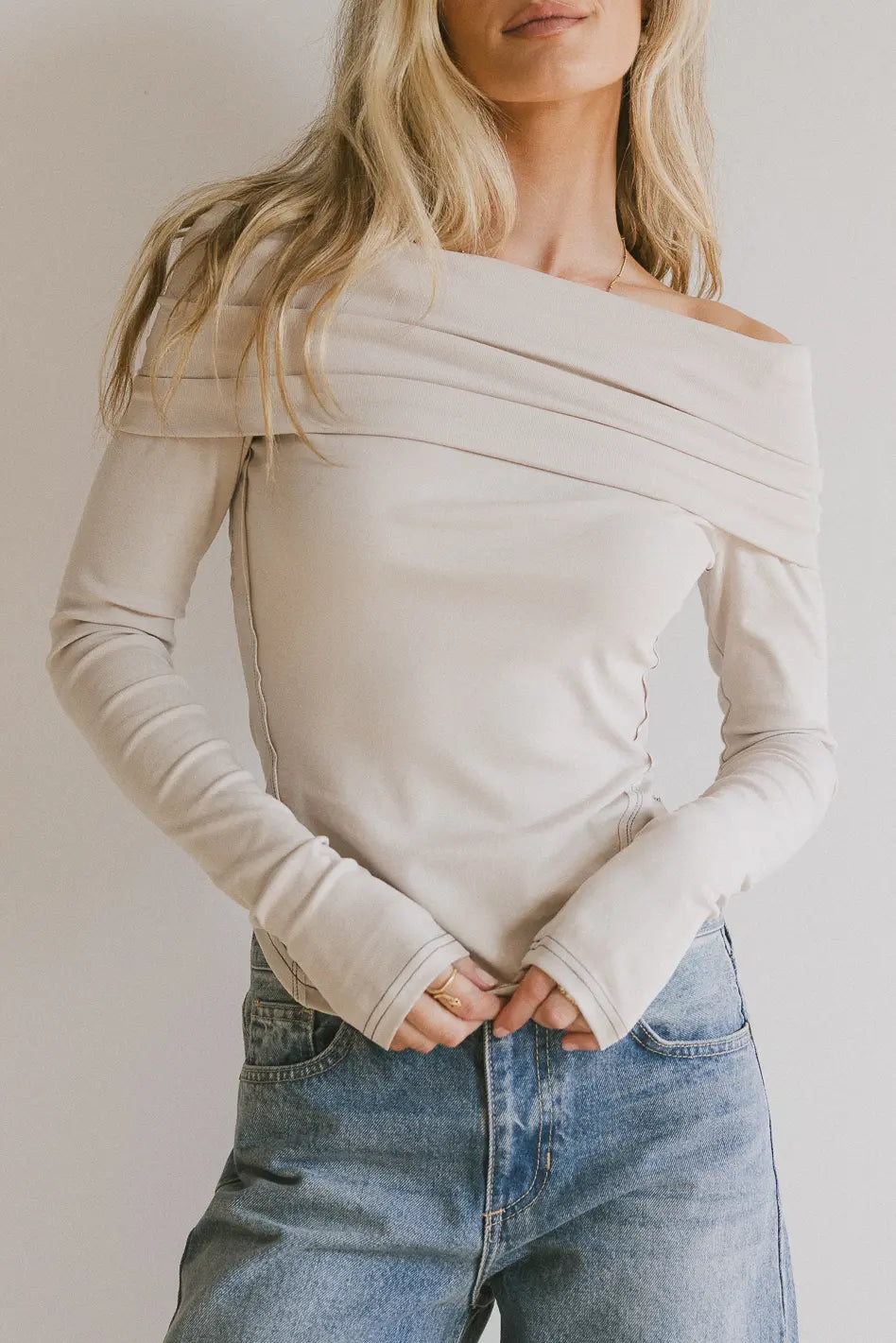 Plain color off shoulder top