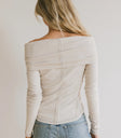 Plain color off shoulder top in sand
