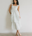 Tiered skirt dress in cream