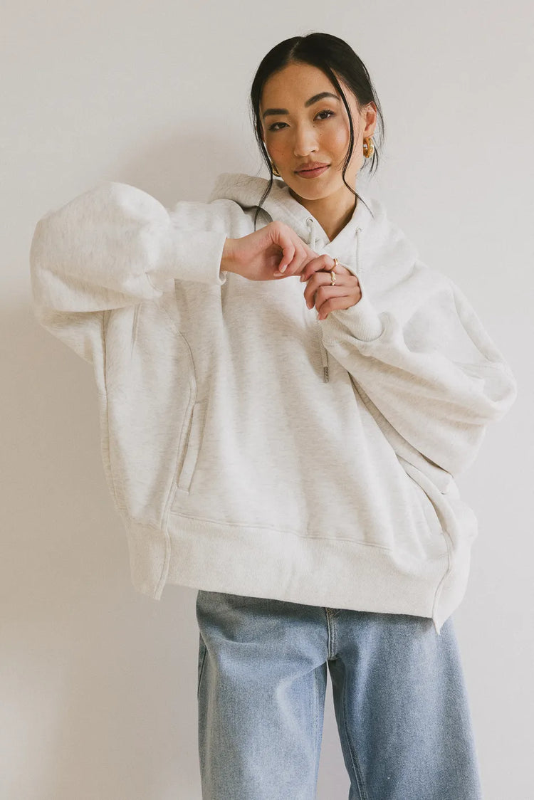 Long sleeves hoodie in grey