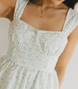 Printed flowered dress in cream