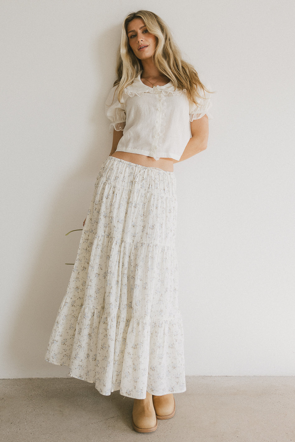 ivory short sleeve blouse with lace