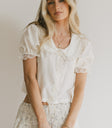lace detail short sleeve blouse