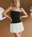 Two adjustable shoulders mini dress in black