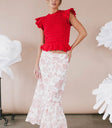 Ruffle hem top in red