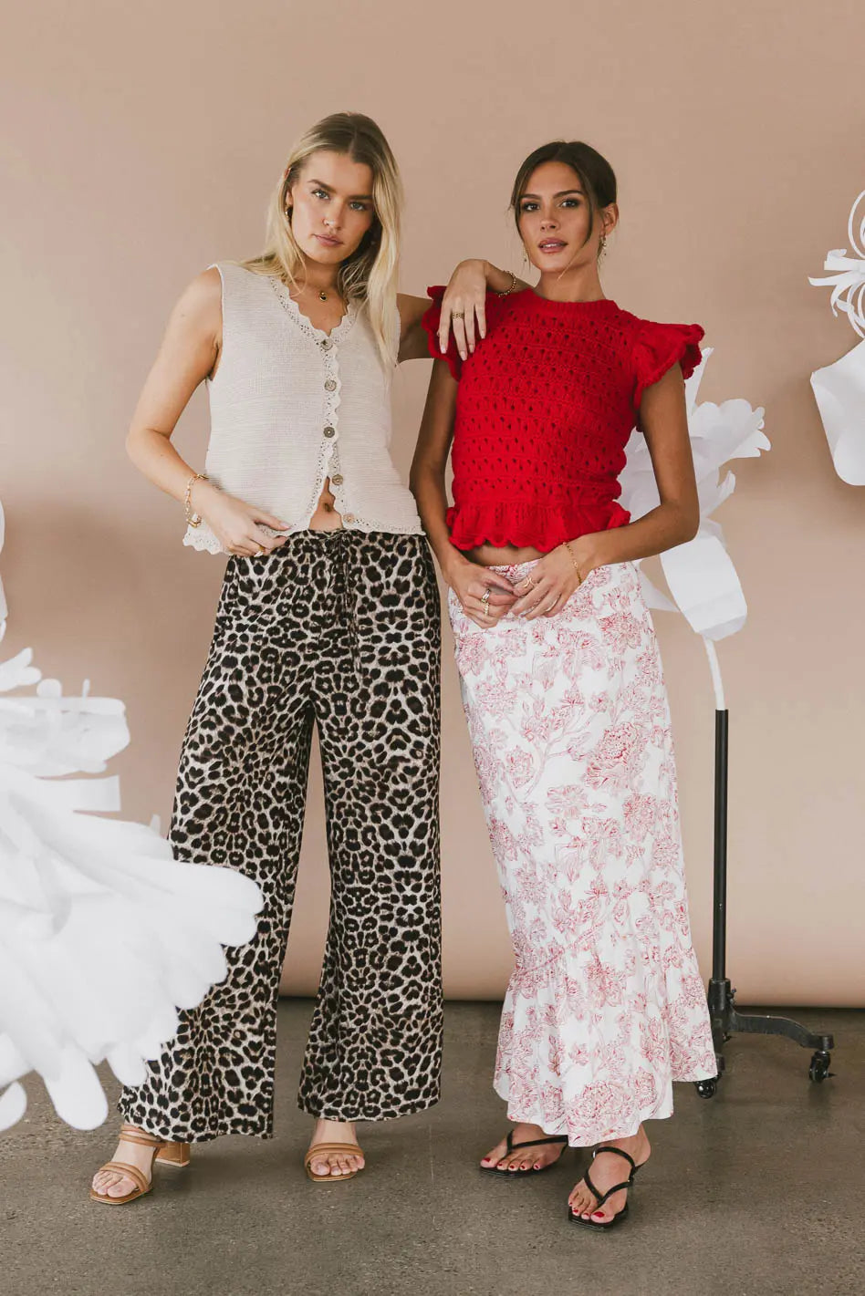 Wide leg leopard print pants