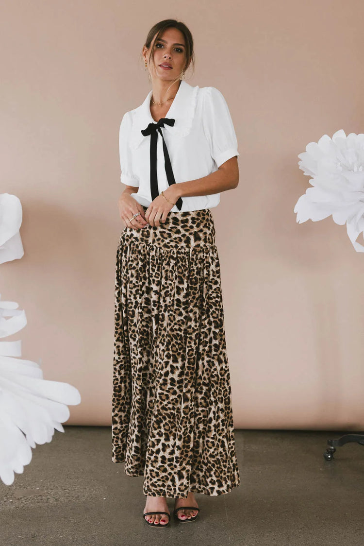 Tiered leopard print skirt
