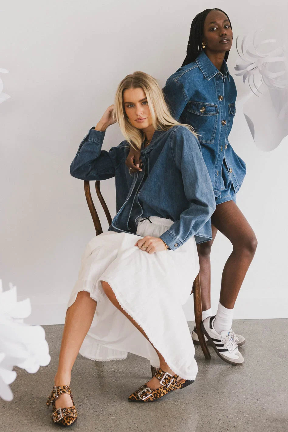Denim top in medium wash