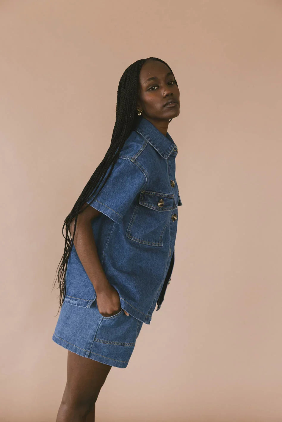Short sleeves top in denim