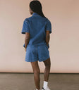 Plain color top in denim