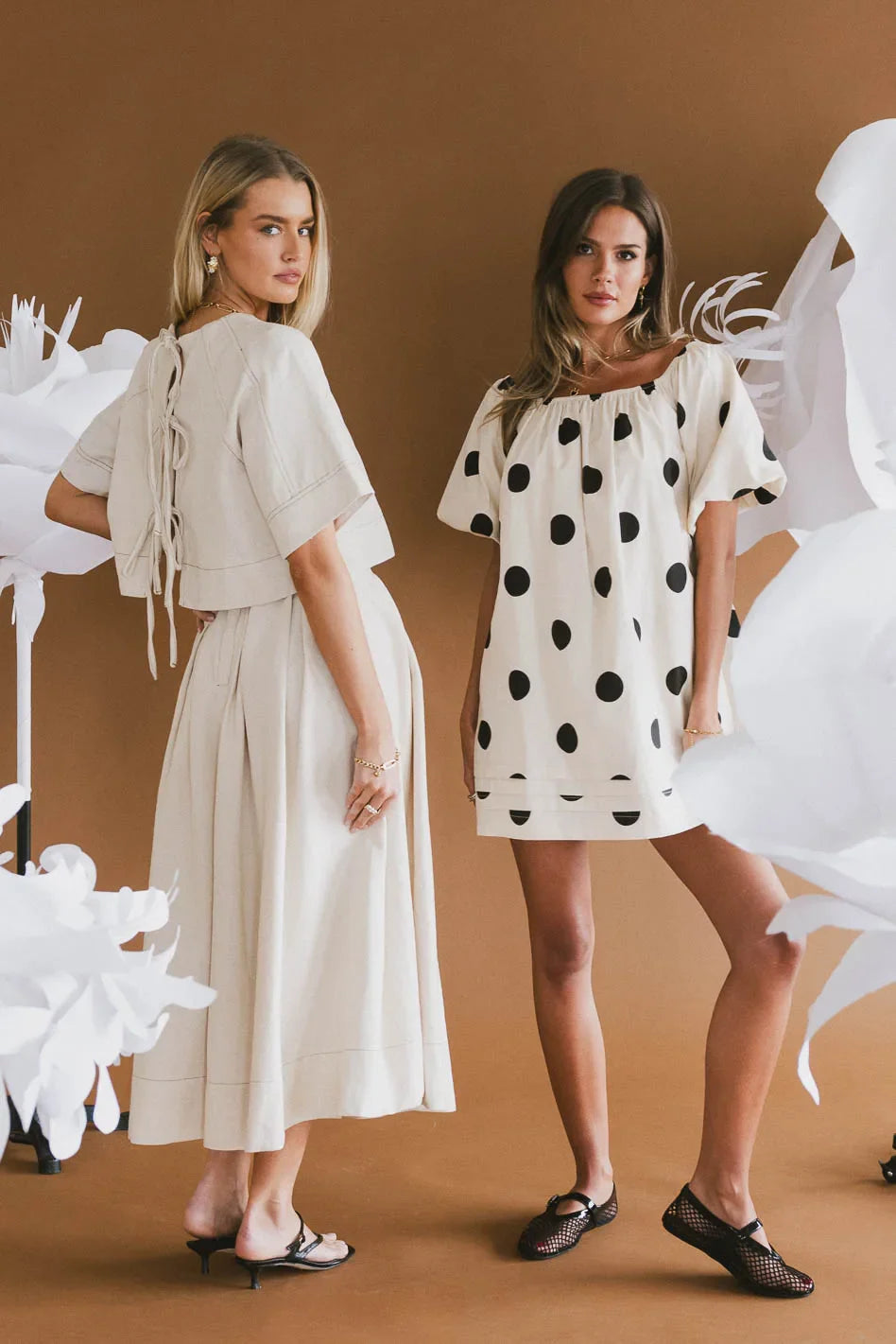 Woven dress in oatmeal