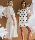 Woven dress in oatmeal