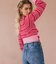 striped tie front sweater cardigan