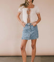 Button up denim skirt
